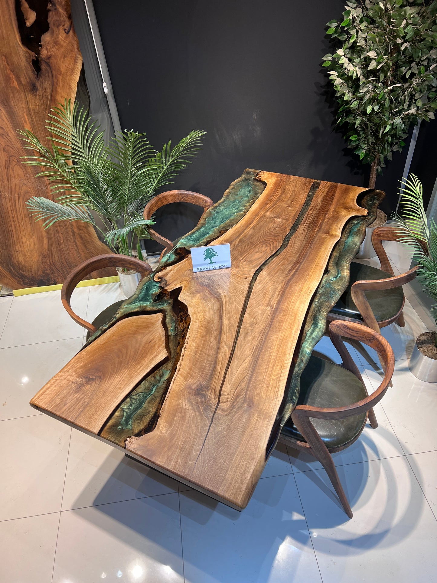 Dining room table, Kitchen table, Green epoxy, Walnut wood, Epoxy table, Custom live edge epoxy resin dining table, Natural edge table