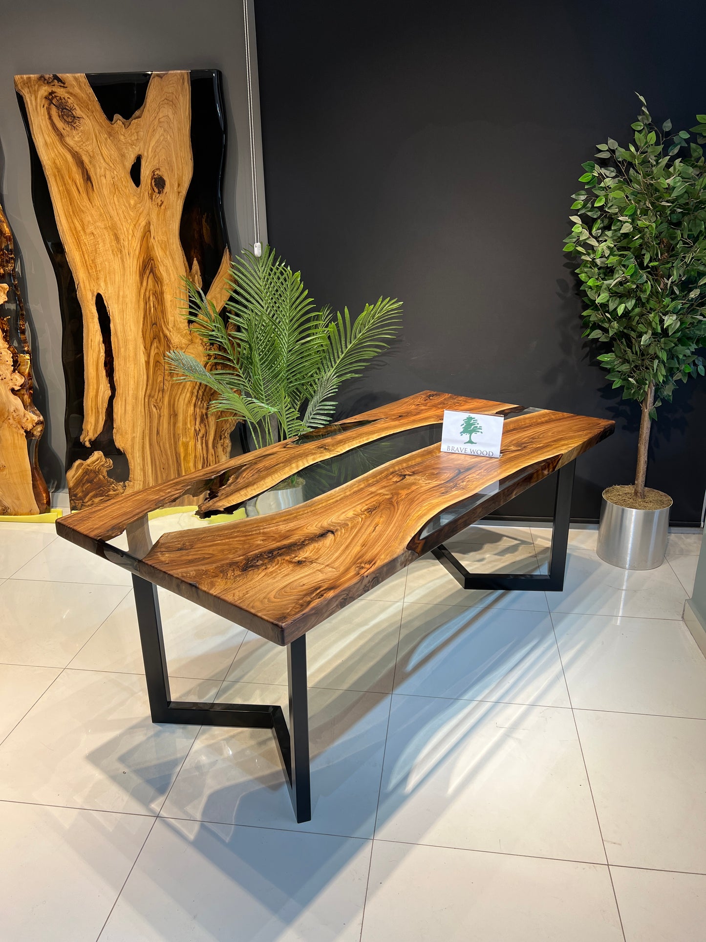 Dining room table, Epoxy Walnut table, Epoxy table, Clear epoxy