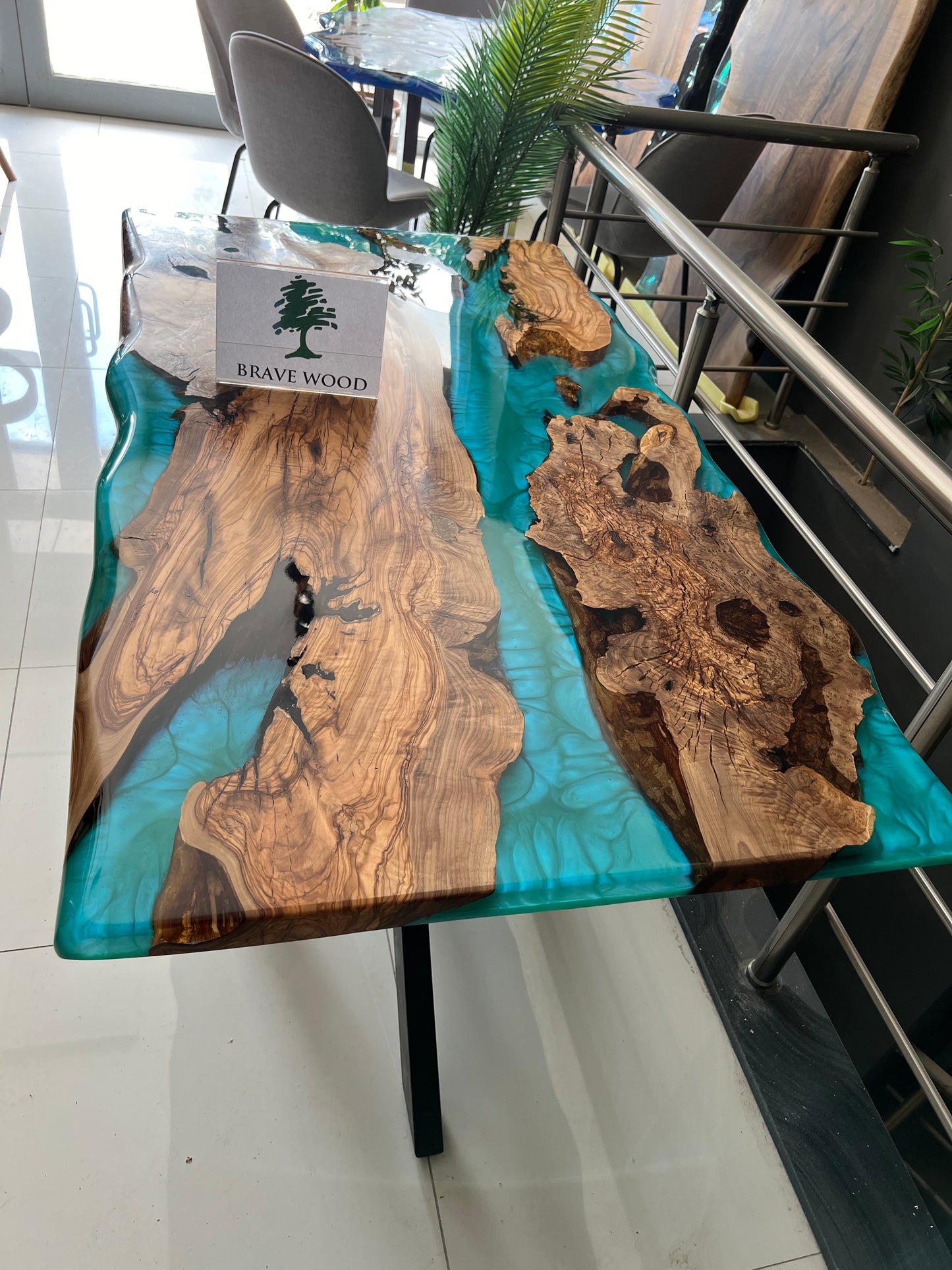 Turquoise epoxy, Epoxy olive table, Living room table, Custom live edge epoxy resin dining table, Color pigment epoxy, Dining room table