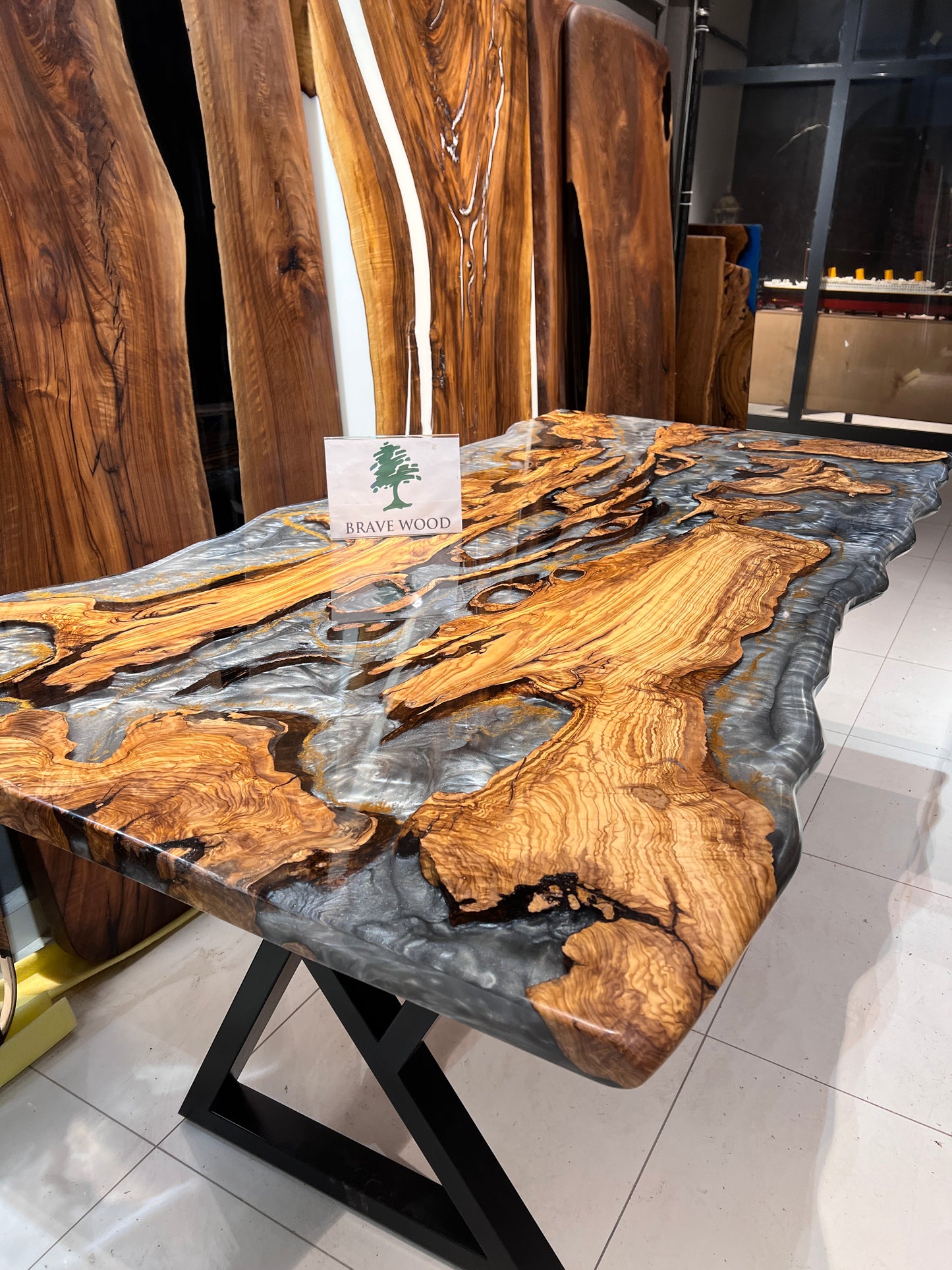 Gray epoxy, Dining room table, Conference table, Epoxy olive table, Custom live edge epoxy resin dining table, Dining room table
