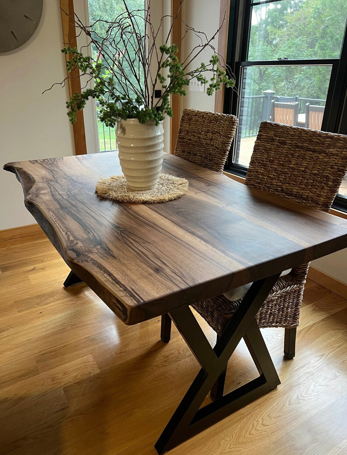 Custom live edge dining table, Walnut table, Log table, Dinner table, Black walnut dining table, Dining room table