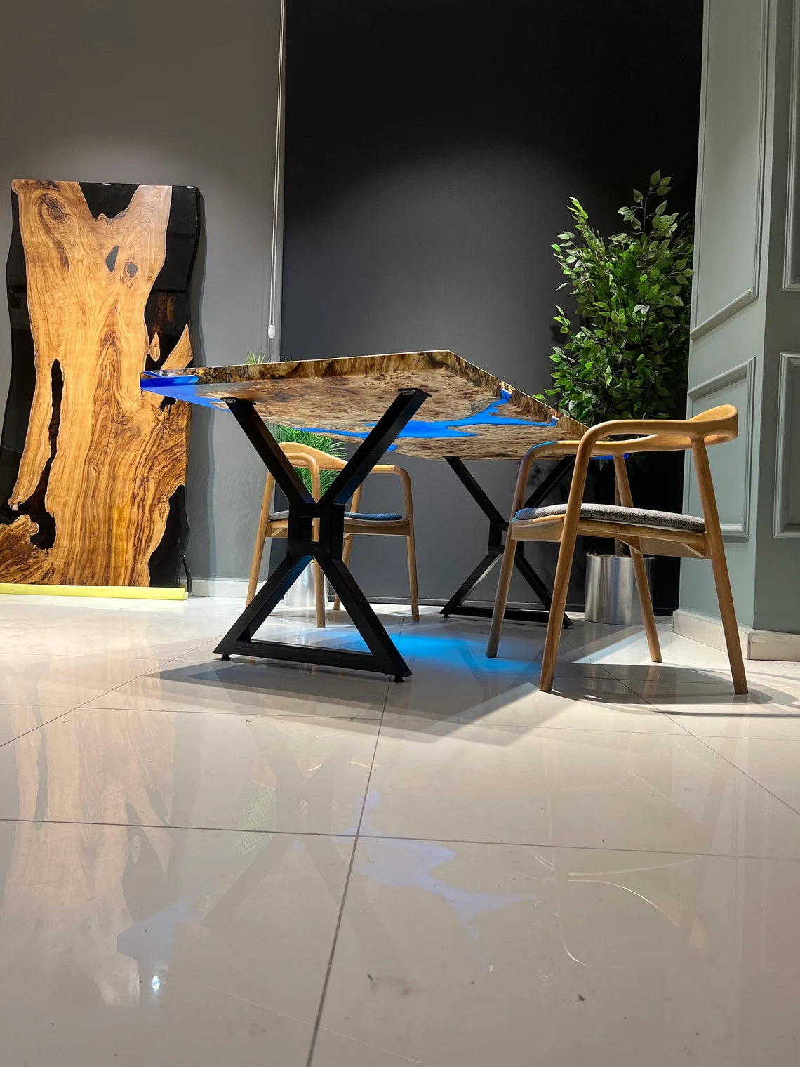 Blue epoxy with wave effect, Mazel tree, ın stock, Conference table, E ...